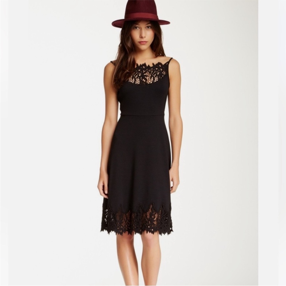 FREE PEOPLE FORGET ME NOT CROCHET BLACK LACE SLEEVELESS COTTON DRESS SIZE LARGE